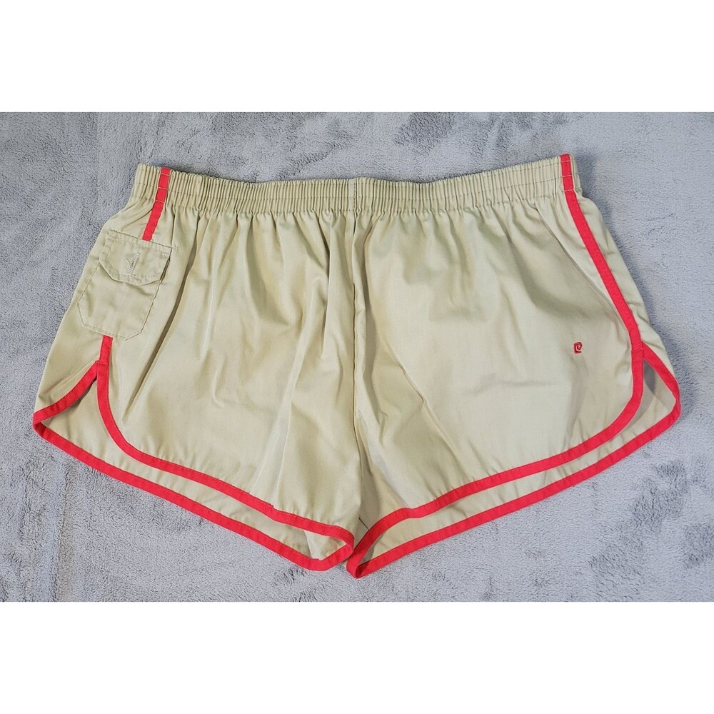 VINTAGE Pierre Cardin Relax Running Gym Shorts Mens Size XL 40-42 Tan Red 80s